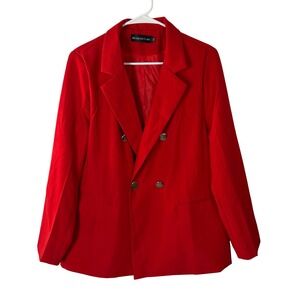 Mei Han‎ Hui Yi Jiao Red Double Breasted Career Blazer Gold Buttons Size 2XL
